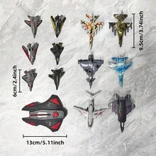 6 piezas de juguetes de modelos de avión de aleación con lanzador negro, aviones de combate de lanzamiento/catapulta, adecuados para regalos de cumpleaños, Navidad y Año Nuevo para niños - Negro - Ver 11