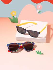 2 chiếc kính cho bé trai 5-10 tuổi, gọng vuông hoặc tròn, hình oval, in hình khủng long, kiểu dáng thời trang dễ thương, phù hợp cho sinh hoạt hàng ngày, các bữa tiệc, kèm hộp đựng kính. - Nhiều màu - Xem 4