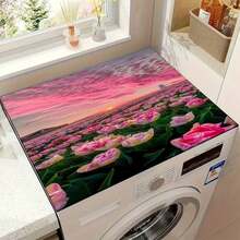 1pc Soft Lavender Tulip Sky Dream Pattern, Warm Family Atmosphere, Diatomite, Non-Slip, Suitable For Washing Machine Cover Pad, Dryer Cover Pad, Coffee Machine Pad, Kitchen Countertop Pad, Multi-Purpose Household Mat - Ducklings Swimming Among the Lotus Leaves - View 14