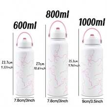 1 bình nước giữ nhiệt 20oz/26oz/32oz có ống hút, bình nước bằng thép không gỉ kiểu nơ, nắp lật có ống hút và tay cầm, chống rò rỉ, bằng kim loại, có thể tái sử dụng, miệng rộng, thích hợp cho du lịch, phòng tập thể dục và trường học (Màu hồng nhạt kiểu nơ) - Nhiều màu - Xem 4