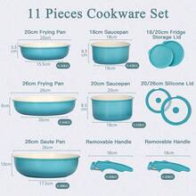 GiPP 11Pcs Pots And Pans Set With Detachable Handle, Pans Set With Ceramic Non-Stick Coating, Induction Stackable Cooking Pots Set, Mobile Cookware Set Ovenproof - View 3