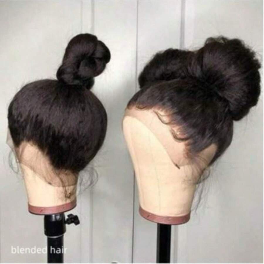 180% Density 13x4 Curly Straight Lace Front Wig, No Glue, Pre-Plucked, Beginner Friendly Curly Straight Lace Front Wig, No Glue, Lace Front, Mixed Human Hair Wig, 13x4, 8-36 Inches, Natural Black - Natural & Black - View 1