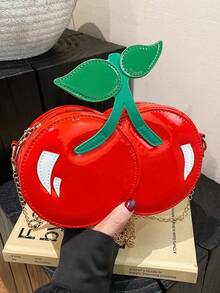 New Spring/Summer Creative Cherry Shape Shoulder Crossbody Bag, Cute Personalized Chain Handbag For Women - Red - View 7