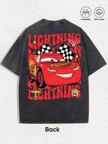Disney American Street REVIVAL Graffiti Tee, Print Loose Versatile  230g Casual Washed Distressed T-Shirt - 黑色 - 查看 4