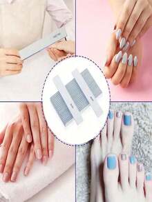 25pcs (Optional 80/80, 100/180) Nail Files, Acrylic Nail Sanding Boards, Professional Manicure Tools, Suitable For Home & Salon, Durable Double-Sided - Blue - View 5