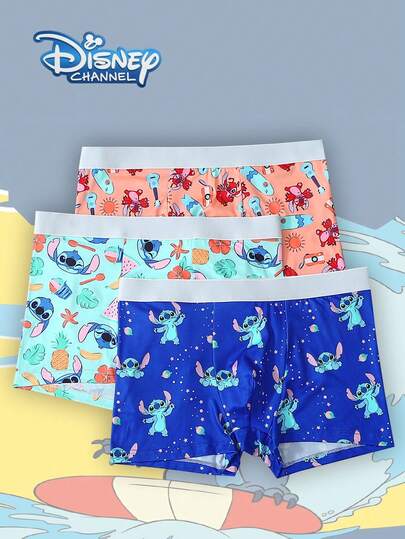 Disney 3 piezas Calzoncillos de hombre con estampado de graffiti de dibujos animados, con cintura elástica