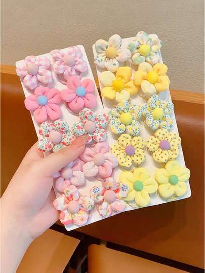 10 piezas Scrunchies de pelo con flores coloridas para niñas, lazos de pelo de tela suave con flores, accesorios de pelo lindos adecuados para adolescentes y niñas pequeñas