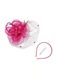 1pc 20/50s Style Mini Hat, Small Round Hat, Tea Party Headpiece With Veil, Suitable For Girls And Women - Multicolor - View 10