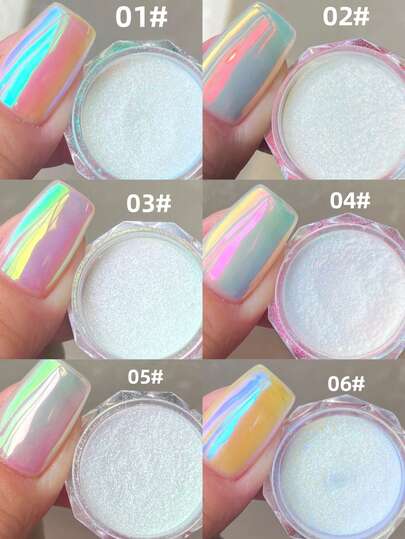变色龙珠光粉 - 6种全息颜色，适合时尚DIY美甲（1克/包）