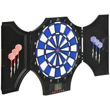 Diana Electrónica Plegable con 31 Juegos para 8 Jugadores con 6 Dardos y 6 Puntas de Repuesto Pantalla LCD 83x45cm Negro - Negro - Ver 2