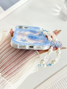 花朵图案奶油色纹理透明彩色卡通手机壳,带链条,兼容 14、14 Pro、14 Pro Max、13、13 Pro、13 Pro Max、11、11 Pro Max、12、12 Pro、12 Pro Max、XR、XS、15、15 Pro、15 Pro Max、16、16 Pro、16 Pro Max、17、17 Pro、17 Air、17 Pro Max、Galaxy S24、A04、A12、A13、A14、A23、A24、A32、A33、A51、A52、A53、A54、A72、S20 FE、9、9A,防震手机壳 - 彩色 - 查看 4