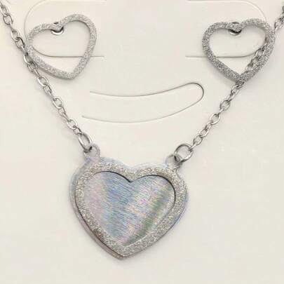 1pc Vintage Fashionable Silver Heart Shaped Pendant, Suitable For Placing On Photo Necklace, Ideal Gift For Women, Valentine's Day, Mother's Day