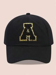 1 buah Topi Baseball Anak-Anak dengan Huruf Hitam, Topi Pelindung Matahari untuk Anak Laki-Laki dan Perempuan, Cocok untuk Aktivitas Luar Ruangan dan Penggunaan Sehari-hari - Label hitam dan emas - topi baseball kain hitam - View 70