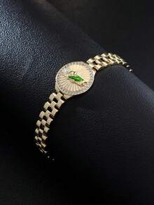 1件铜质圣母玛利亚钻石圆盘表带手链，基督教信仰，男女皆宜，适合日常佩戴、派对、祈祷。 - 金色 - 查看 14