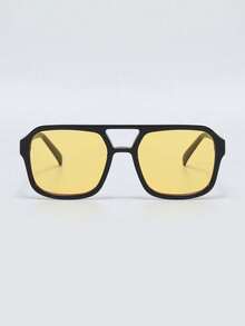 Fashionable Geometric Frame Glasses With Tinted Lenses, Retro Casual Beach - Multicolor - View 3