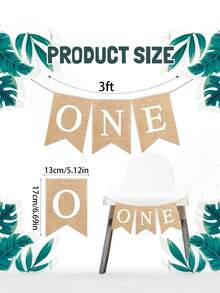 一周岁生日派对装饰，一周岁生日横幅，乡村风“一周岁快乐”麻布横幅，一张高脚椅，一个标牌，适合男宝宝和女宝宝的一周岁生日用品，白色字母 - 彩色 - 查看 3