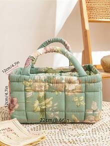 1 pieza Cesta de almacenamiento con patrón floral práctica, cesta organizadora multiusos para juguetes, ropa, cosméticos, decoración del hogar, cesta de picnic portátil, artículo popular para el Día de San Valentín - Multicolor - Ver 11