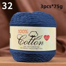 3-Pack Premium 100% Cotton Yarn, Soft & Cozy, Suitable For Handmade Sweaters, Scarves, Hats, Jackets, Vests, Shawls, Cushions, Etc. 3 Skeins X 75g = 225g - 75g Cotton - View 11