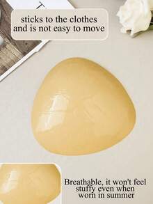 1 Pair Double-Sided Reusable Self-Adhesive Bra Pads, Thickened Invisible Bra Inserts, Waterproof For Swimming - Apricot - View 6