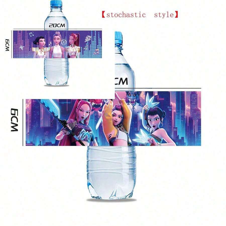 10pcs/Set Girl Group Theme Mineral Water Bottle Sticker Set, Suitable For Birthday Party Supplies, New Year Gifts, Valentine's Day Gifts, Easter Gifts [Random Styles] - Multicolor - View 1