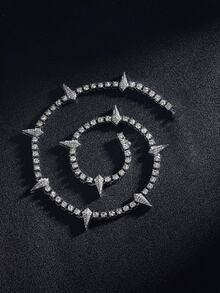 1 chiếc dây chuyền tennis kiểu dáng hip hop punk đính gai lấp lánh, dây chuyền phát sáng thời trang dành cho nam giới. - Chuỗi quần vợt gai - Xem 14