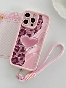 Heart & Letter Painted Concave Hole Sunstone Anti-Drop Phone Case, Compatible With IPhone 14, 14 Pro, 14 Pro Max, 13, 13 Pro, 13 Pro Max, 11, 11 Pro Max, 12, 12 Pro, 12 Pro Max, XR, XS, 15, 15 Pro, 15 Pro Max, 16, 16 Pro, 16 Pro Max, 17, 17 Pro, 17 Air, 17 Pro Max, Galaxy S24, A04, A12, A13, A14, A23, A24, A32, A33, A51, A52, A53, A54, A72, S20 FE, 9, 9A - Multicolor - View 3