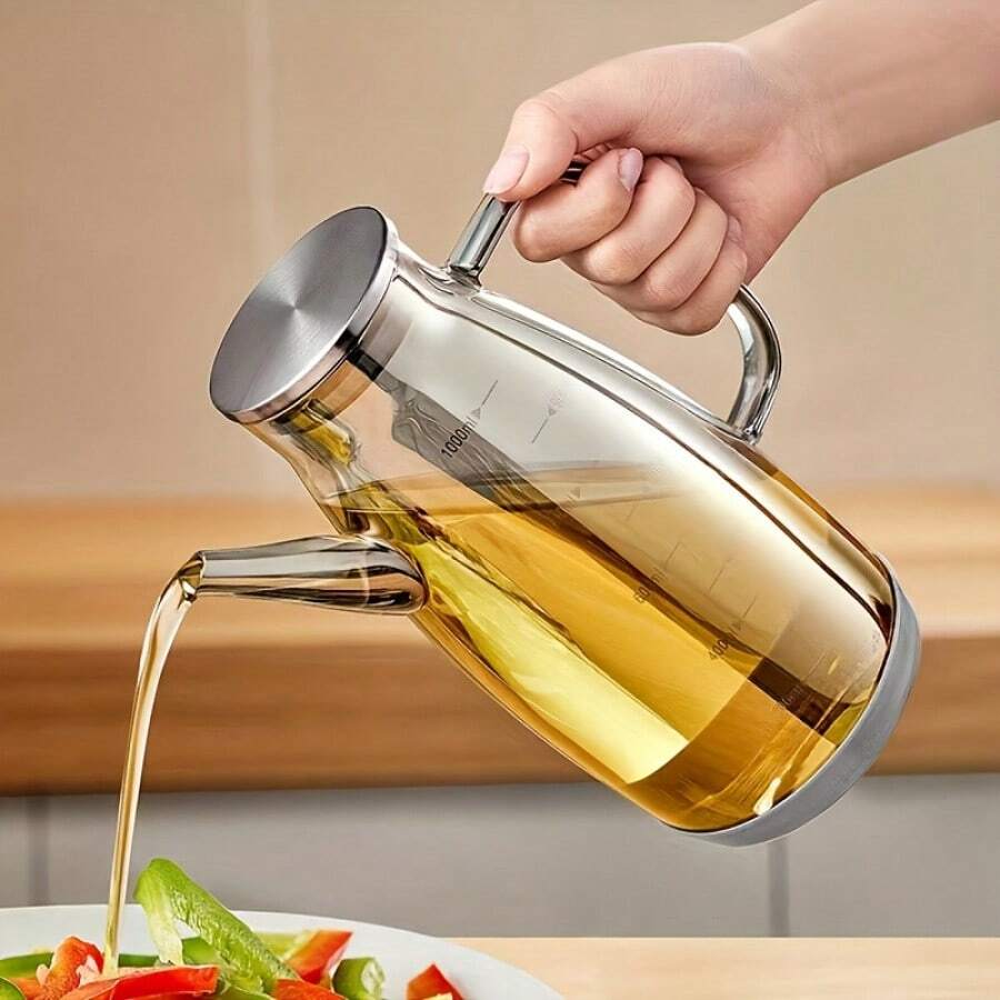 Botol Minyak Kaca Borosilikat, Tersedia dalam Ukuran Besar, Sedang, dan Kecil - Wadah Minyak Dapur Tahan Suhu Tinggi, Anti Bocor, dengan Corong Anti Tetes, Botol Minyak Kaca Tahan Lama, Cocok untuk Memasak dan Memanggang.