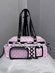 1个休闲时尚街头风甜美可爱波点星星透明徽章装饰单肩包，适合日常、通勤、聚会、送礼、斜挎包 - 彩色 - 查看 13