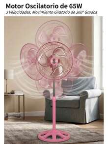 Mini Ventilador de 12 Pulgadas, Modelo Oscilatorio de 360° Grados, Motor de 65w, 3 Velocidades, Altura Ajustable, Para Dormitorio - Multicolor (Al Azar) - Ver 4