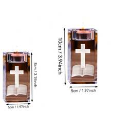 3D geschnitzter Kreuz- und Bibel-Kristall-Kerzenthalter, christliche religiöse Gebetsdekoration, ideales Geschenk zu Ostern, Muttertag, Taufe und Erstkommunion, religiöse Memorabilien und Heimdekoration für Kirche, Gebetsraum, Wohnzimmer, Schlafzimmer - A - Übersicht 4