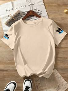 Bộ đồ mùa hè mới dành cho bé trai tuổi teen, in chữ phong cách đường phố, cổ tròn, tay ngắn, kèm quần cargo kaki. - Nhiều màu - Xem 5