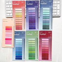 6pcs/7pcs Gradient Color Sticky Notes - Transparent PET Index Tabs With Ruler, Essential For Back To School - Multicolor - View 7