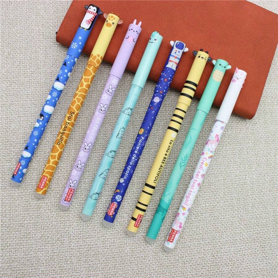 8pcs/Set Colorful Erasable Pens With Refills, 0.6mm Colored Refills, Smooth Writing, Suitable For Drawing, Marking, Coloring, Office And School Supplies - Multicolor - View 1