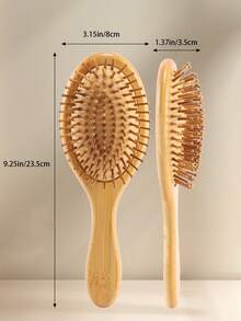 Brosse de massage en bambou, large planche de brosse en bois, peigne en bois massif, convient pour le coiffage des cheveux lisses et bouclés, anti-statique, accessoires pour cheveux - Camel - Voir 7