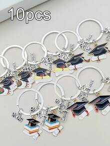 10 piezas Juego de llaveros de graduación 2026, con gorro y credenciales, llavero colgante de regalo de temporada de graduación, adecuado para colgar en la mochila, decoración, regalos de graduación, regalos de fiesta - Multicolor - Ver 11