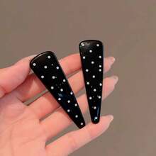 2个女士优雅亚克力三角波点发夹，适合日常使用 - 彩色 - 查看 7