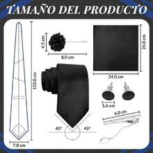 Men's Satin Ties, Slim Tie And Bow Tie Set For Gentlemen, High Quality Suit Accessory, 8CM Ties With Cufflinks And Box, Gift For Husband, Father, Friend, 42548345 - 鏽棕色 - 查看 2