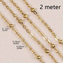2m Gold Stainless Steel Chain With Cross, Lip, Sequin, Heart Beads, Suitable For DIY Jewelry Making Necklace, Bracelet, Accessories - 2 Meters - View 33