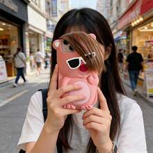 Funny Phone Case,Ugly Phone Case Cute Cartoon Bangs Soft Silicone Shockproof Protective Phone Case, Compatible With IPhone 15 Pro Max/14/13/12/11, Pink - White Sun-glasses - View 3