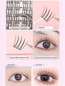 anlinnet 72pcs/Box 1D 0.07mm Faux Mink Eyelashes, C-Curl Curly 10-13mm Mixed Length, Fluffy Natural Look False Eyelashes, Infused With Vitamin E, Reusable DIY Eyelash Extension Kit, Suitable For Beginners - C - View 3