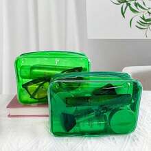 Neon Pouch Small, Makeup Bag, 7"X2.3"X4.7" Size TSA Approved Toiletry Bag, Clear Travel Bags For Toiletries, Clear Cosmetic Bag For Women And Men Small (Transparent (Black Bone)) - 粉紅色的 - 查看 5