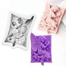 1个仙女海豚蜡烛硅胶模具，方形创意模具，适用于制作肥皂、蜡烛、石膏、香薰树脂3D模具，DIY派对、情人节、母亲节礼物 - 模具 - 查看 7