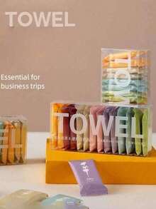 14/7片/包 旅行压缩一次性洗脸巾，干湿两用，旅行必备，小巧便携，蜜月旅行配件，遇水可展开至约24厘米 x 30厘米，适合作为圣诞节和新年礼物。 - 彩色 - 查看 1