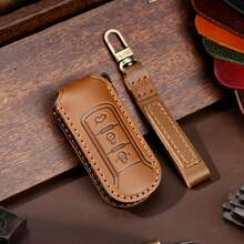 1pc Genuine Leather Key Fob Holder Suitable For Baojun Car Keys, New Model RM5/RS-5/RC6/RS3/Wuling Hongguang MINI EV - Blue (Type B) - View 7