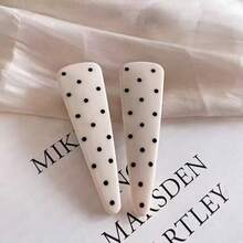 2个女士优雅亚克力三角波点发夹，适合日常使用 - 彩色 - 查看 8