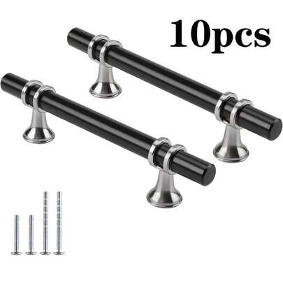 10pcs High-Quality Stainless Steel Handles - Retro Style, Various Sizes Of Cabinet Pulls, Sturdy And Durable Kitchen Cabinet Handles, Rust-Proof And Long-Lasting Drawer Handles, Zinc Alloy Material, Suitable For Cabinets, Wardrobes And Cabinets