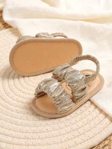 金色婴儿男女童软底凉鞋，夏季婴儿婚礼礼服平底鞋，新生儿学步鞋，幼儿学步鞋 - 香檳色 - 查看 8