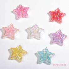 20颗透明多色五角星形珠子，可用于制作手链、项链等DIY饰品，适合夏季和学校佩戴。 - 彩色 - 查看 20