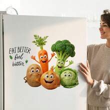 Interesting Cartoon Vegetable Wall Stickers - "Eat Better, Feel Better" Removable Reusable Self-Adhesive Decals Suitable For Kitchen, Dining Room And Healthy Eating Themed Spaces - Multicolor - View 2