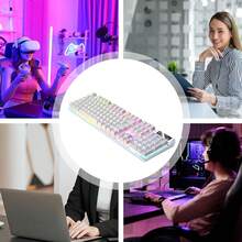 Mechanical Gaming Keyboard | 104 Wired Keys, Full-Size Layout, Bright Backlighting | ABS Construction, Sensitive Tactile Response, Durable Structure | Desktop Setup For Competitive Office Work - 白色 - 查看 3